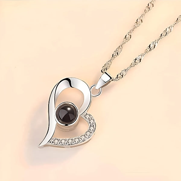 Eternal Rose & Heart Necklace Rose Flowers Gift with I Love You in 100 Languages
