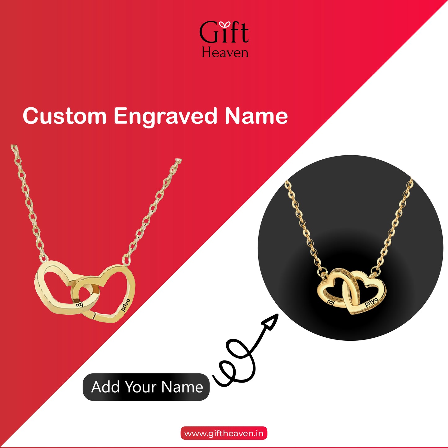 Eternal Rose Teddy Bear Gift Box with Personalized Engraved Heart Necklace