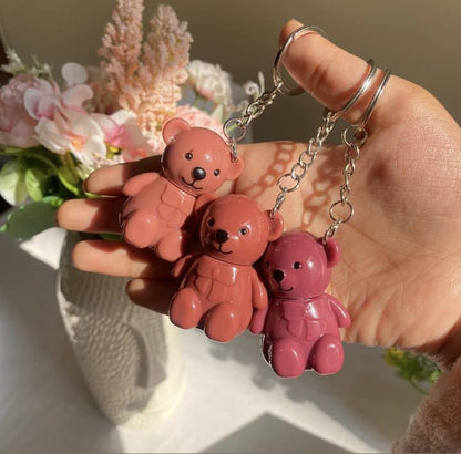 Teddy Bear Keychain with Premium Hidden Lipstick [Pack of 3]