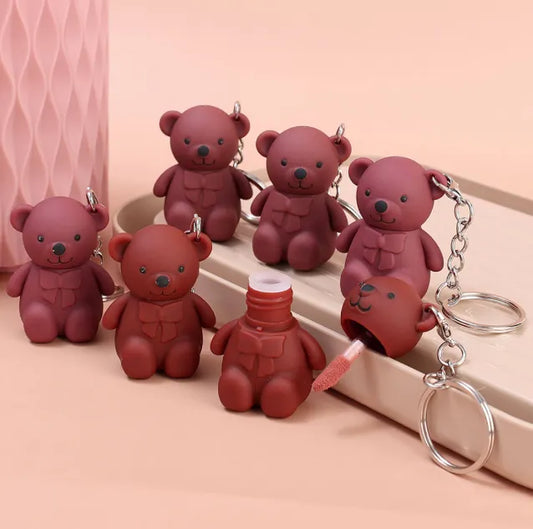 Teddy Bear Keychain with Premium Hidden Lipstick [Pack of 3]