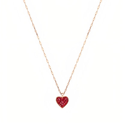 Red Cute Heart Shape Necklace with  Small Diamonds [With Free Chain]